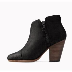 Rag & Bone Margot Ankle Booties 7.5 38 Black Suede Boots Western Boho Womens